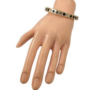 Kate Spade SPOT THE SPADE Bangle Bracelet Gold Plated Black Enamel Glass Crystal